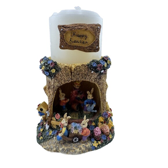 Vintage Pillar Candle Set Easter Scene Bunny ABC Item #41284 - Pre-Owned Spring - Picture 1 of 6
